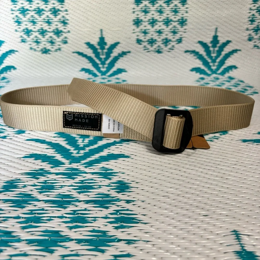 Mission Made Tactical Nylon Belt Tan Khaki Size M 32-34 Military EDC